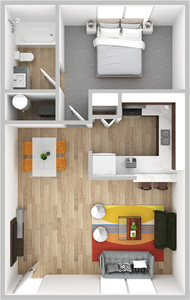 B2 - One Bedroom / One Bath - 650 Sq. Ft.*